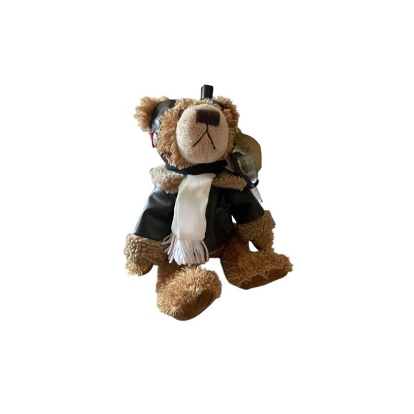 New Brass Button Bear Brown Teddy Friendship Aviator Ralph Stuffed Animal - Picture 9 of 13
